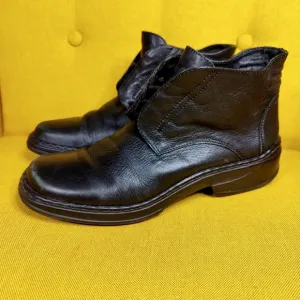 Josef Seibel Black Leather Women’s Lace Up Ankle Boots Shoes Size 9-9.5 EU 40