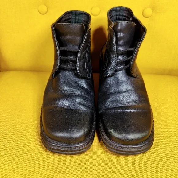 Josef Seibel Black Leather Women’s Lace Up Ankle Boots Shoes Size 9-9.5 EU 40