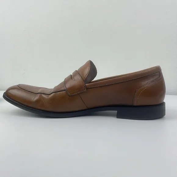 Joseph Abboud Tan Leather Clarence 9.5 Slip on Loafer