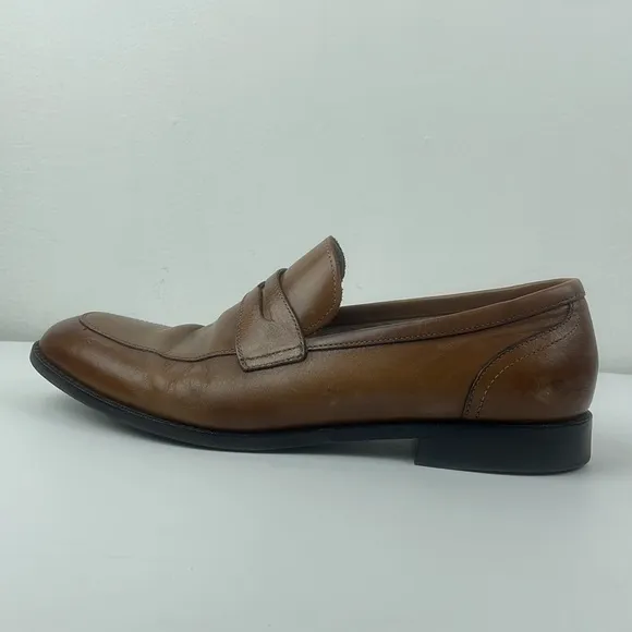 Joseph Abboud Tan Leather Clarence 9.5 Slip on Loafer