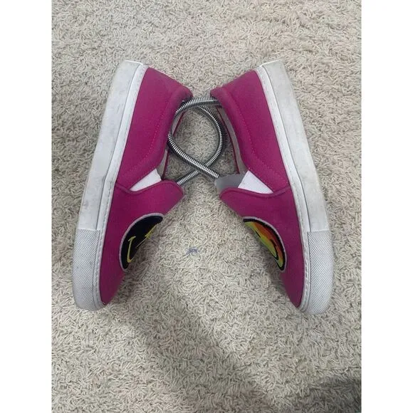 Joshua‎ Sanders Women's Rainbow Smile Lightening Hot Pink Slip On Shoes Sz 7