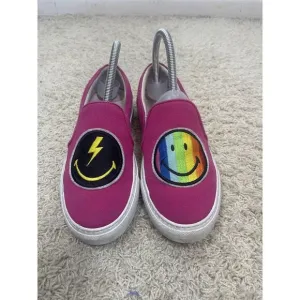 Joshua‎ Sanders Women's Rainbow Smile Lightening Hot Pink Slip On Shoes Sz 7