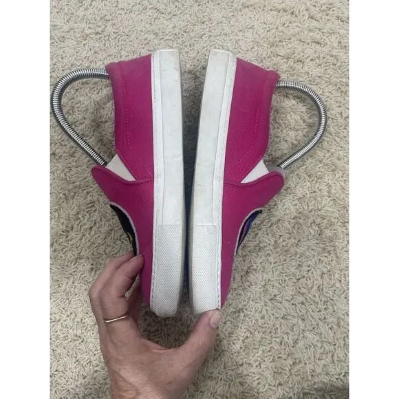 Joshua‎ Sanders Women's Rainbow Smile Lightening Hot Pink Slip On Shoes Sz 7