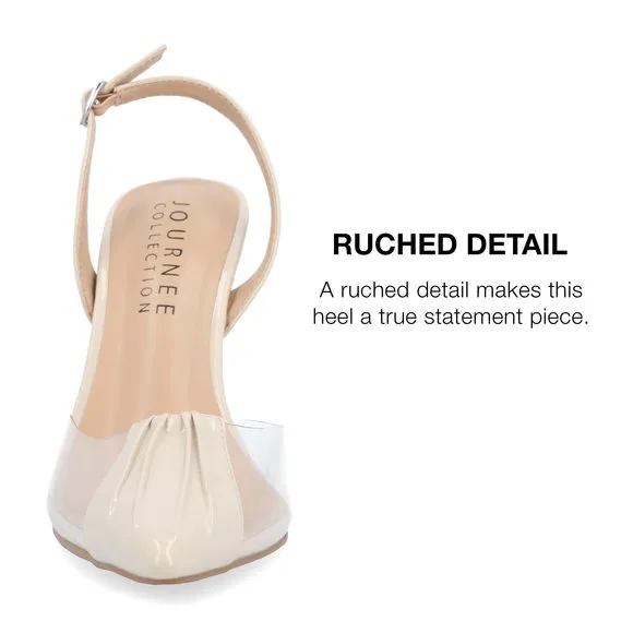 Journee Womens Ivyann Vegan Leather and Lucite Stiletto Pumps