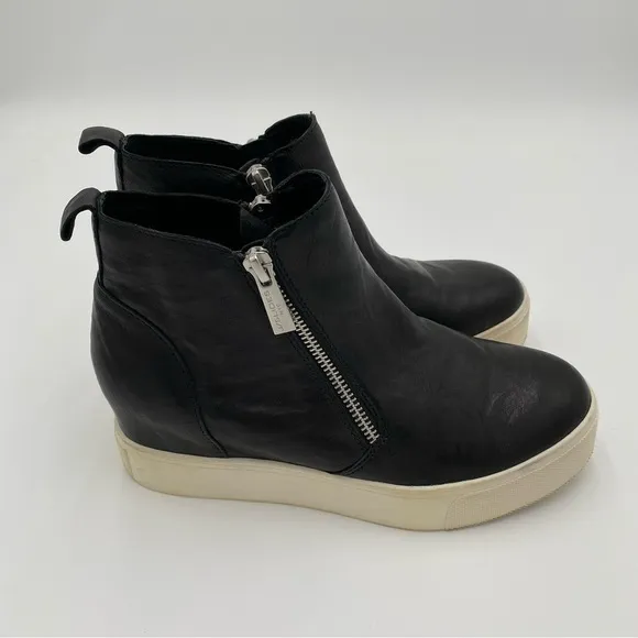 J/Slides NYC Leather Zipper Up Sides Ankle Boots Booties Shoes Black Size 6.5