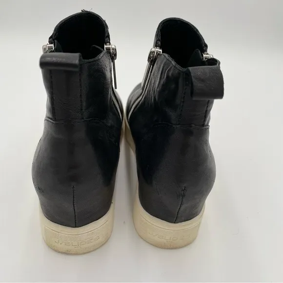J/Slides NYC Leather Zipper Up Sides Ankle Boots Booties Shoes Black Size 6.5