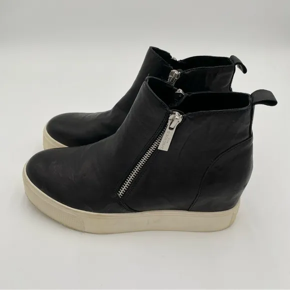 J/Slides NYC Leather Zipper Up Sides Ankle Boots Booties Shoes Black Size 6.5