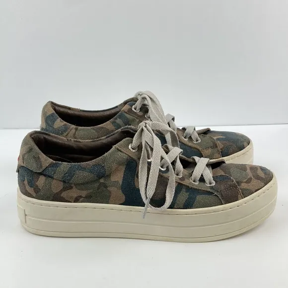 J/Slides NYC Women’s Suede Camo Platform Sneakers sz 7.5