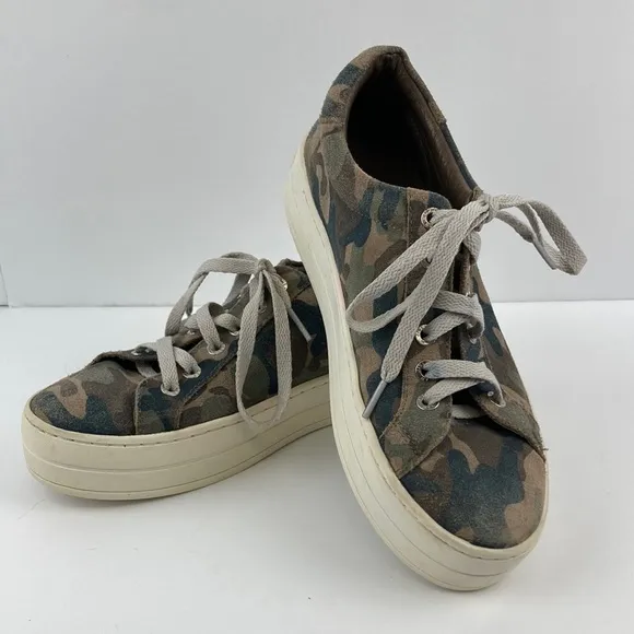 J/Slides NYC Women’s Suede Camo Platform Sneakers sz 7.5