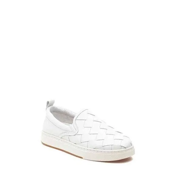 J/Slides Slip-On Sneaker Leather White Woven Casual Comfort Shoes