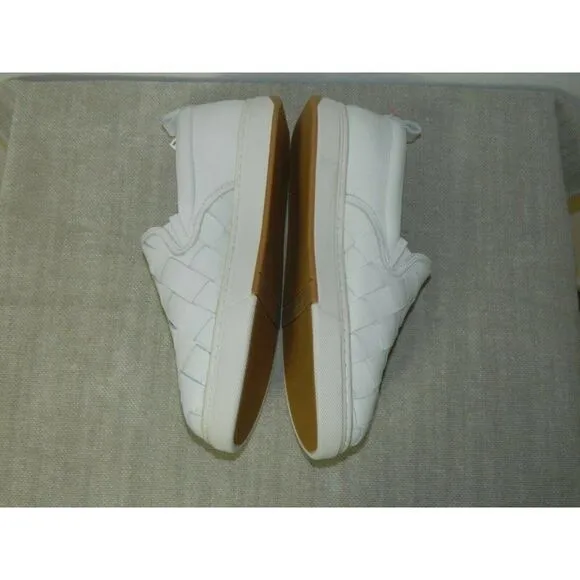 J/Slides Slip-On Sneaker Leather White Woven Casual Comfort Shoes