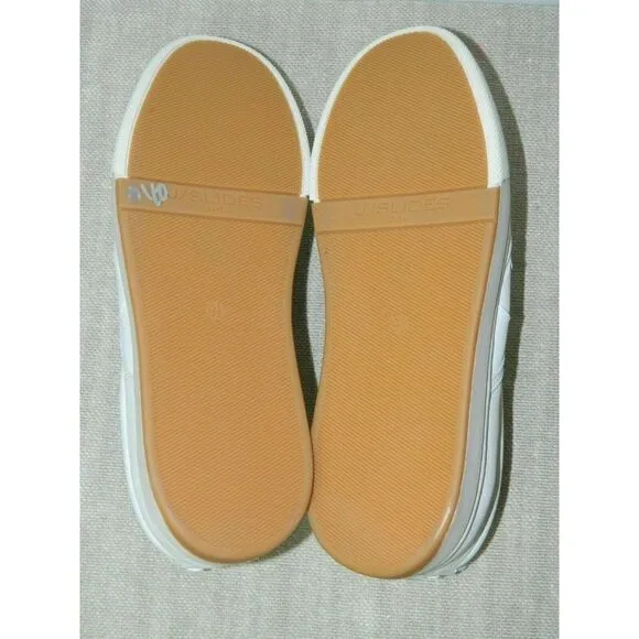 J/Slides Slip-On Sneaker Leather White Woven Casual Comfort Shoes