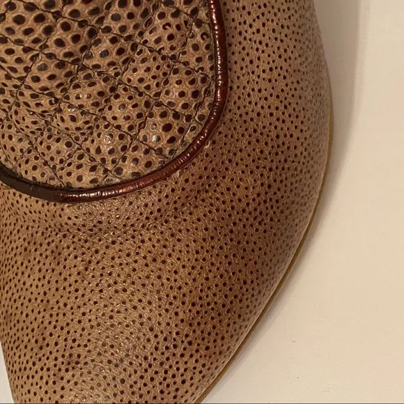 JUST CAVALLI SHOES ANKLE BOOTIES TAN BROWN LEATHER STILETTO HEEL ITALY 38 7.5