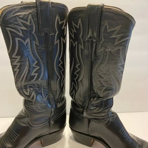 𝅺JUSTIN 1879 western Boots Style# M8545 Black Size 4 1/2 Buck Round Toe We…