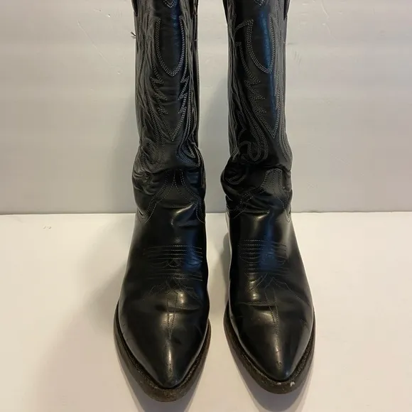 𝅺JUSTIN 1879 western Boots Style# M8545 Black Size 4 1/2 Buck Round Toe We…