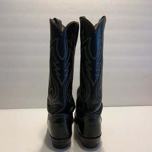 𝅺JUSTIN 1879 western Boots Style# M8545 Black Size 4 1/2 Buck Round Toe We…