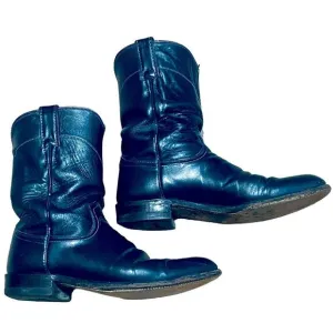 Justin 3024 Roper Boots - Mens - Size 9 B - Midnight Blue Western Leather