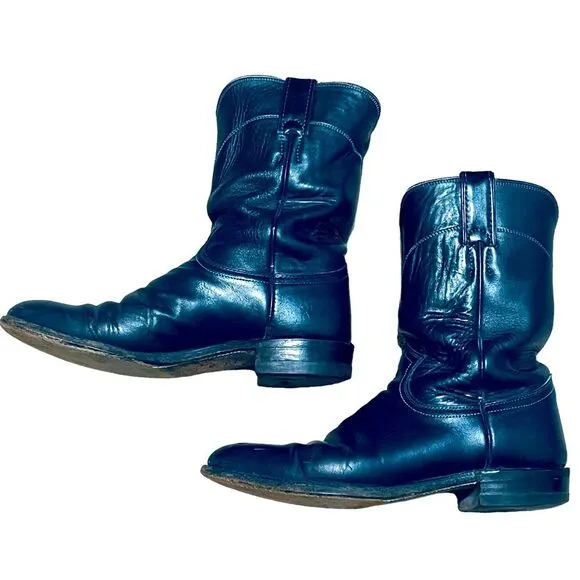 Justin 3024 Roper Boots - Mens - Size 9 B - Midnight Blue Western Leather
