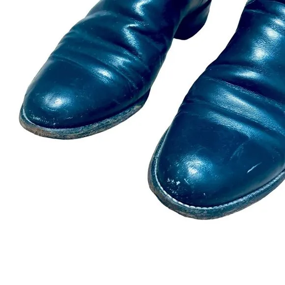 Justin 3024 Roper Boots - Mens - Size 9 B - Midnight Blue Western Leather