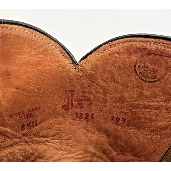 Justin 3826 Farm &amp; Ranch Boss Brown Leather Cowboy Boots Men's 8.5 EE Work Shoes