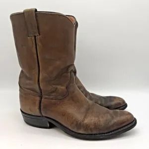 Justin 3826 Farm &amp; Ranch Boss Brown Leather Cowboy Boots Men's 8.5 EE Work Shoes