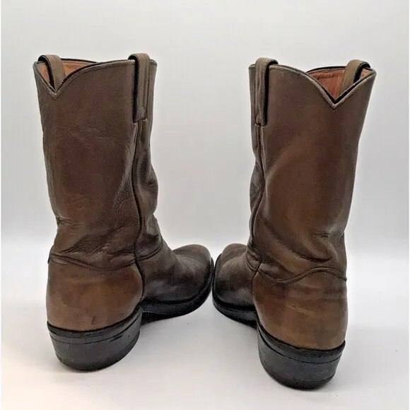 Justin 3826 Farm &amp; Ranch Boss Brown Leather Cowboy Boots Men's 8.5 EE Work Shoes