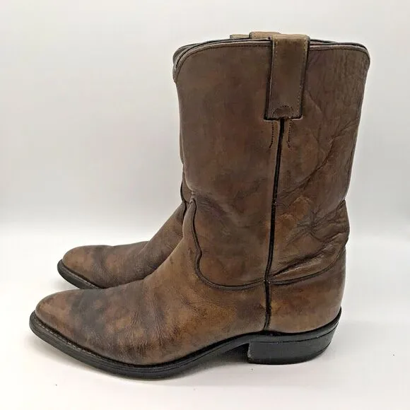 Justin 3826 Farm &amp; Ranch Boss Brown Leather Cowboy Boots Men's 8.5 EE Work Shoes