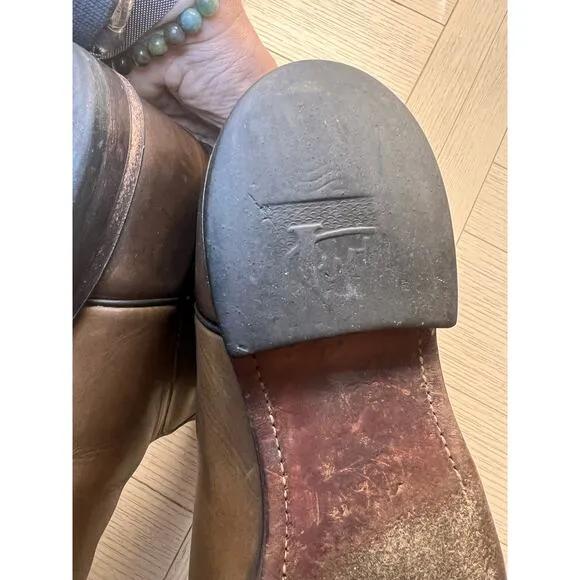Justin boots brown roper western pull on for men. Cowboy boots. Mid calf. 8.5 EE