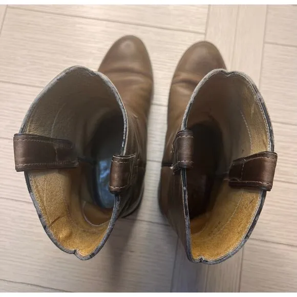 Justin boots brown roper western pull on for men. Cowboy boots. Mid calf. 8.5 EE