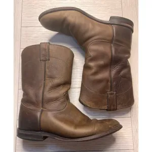 Justin boots brown roper western pull on for men. Cowboy boots. Mid calf. 8.5 EE