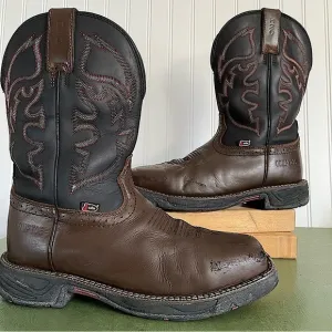 Justin Composite Square Toe Waterproof Cowboy Work Boots Size 8EE