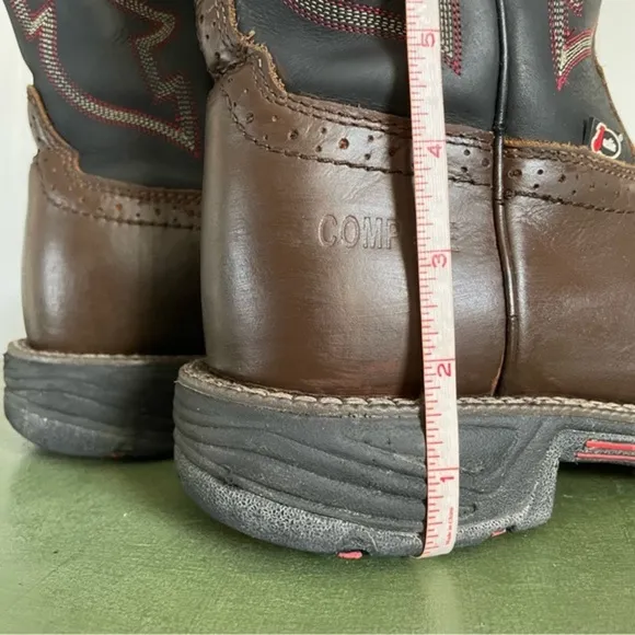 Justin Composite Square Toe Waterproof Cowboy Work Boots Size 8EE