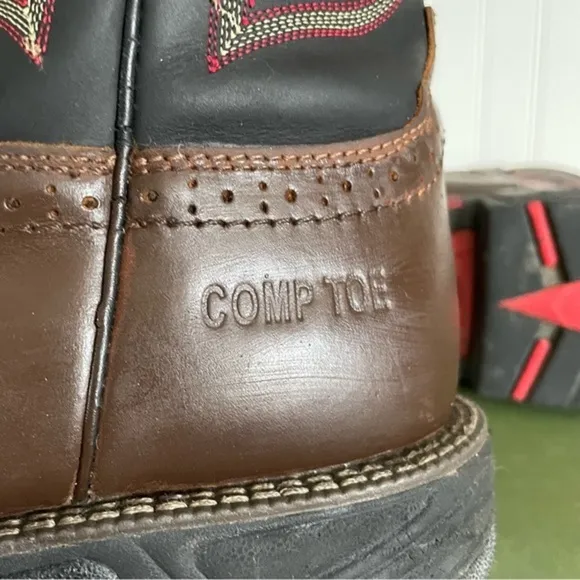 Justin Composite Square Toe Waterproof Cowboy Work Boots Size 8EE