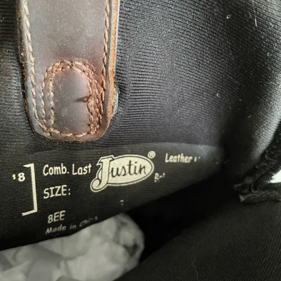 Justin Composite Square Toe Waterproof Cowboy Work Boots Size 8EE