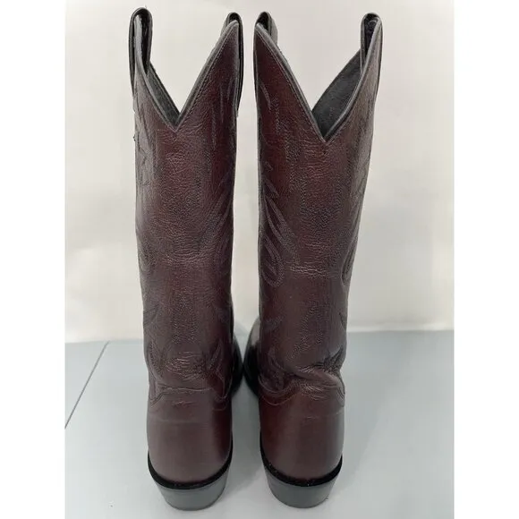 Justin Cowboy Boots 2414 Western Black Cherry Burgundy Red Leather Mens 9D