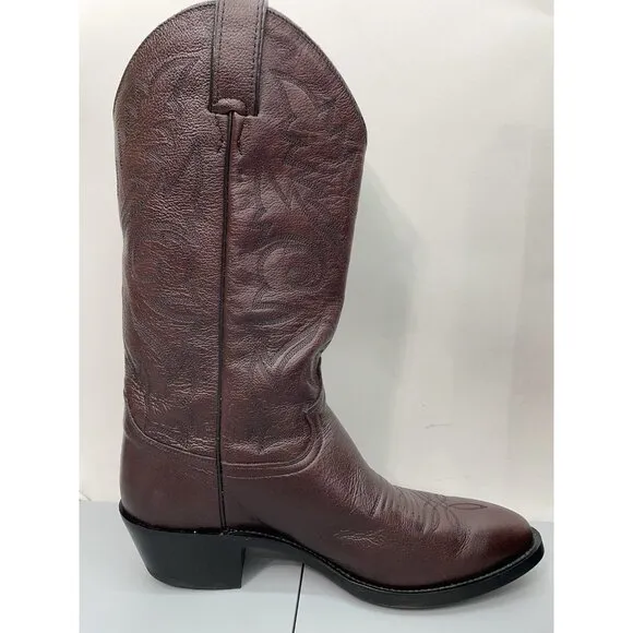 Justin Cowboy Boots 2414 Western Black Cherry Burgundy Red Leather Mens 9D