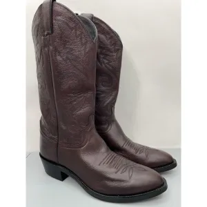 Justin Cowboy Boots 2414 Western Black Cherry Burgundy Red Leather Mens 9D