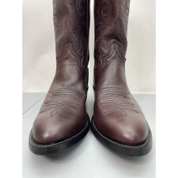 Justin Cowboy Boots 2414 Western Black Cherry Burgundy Red Leather Mens 9D