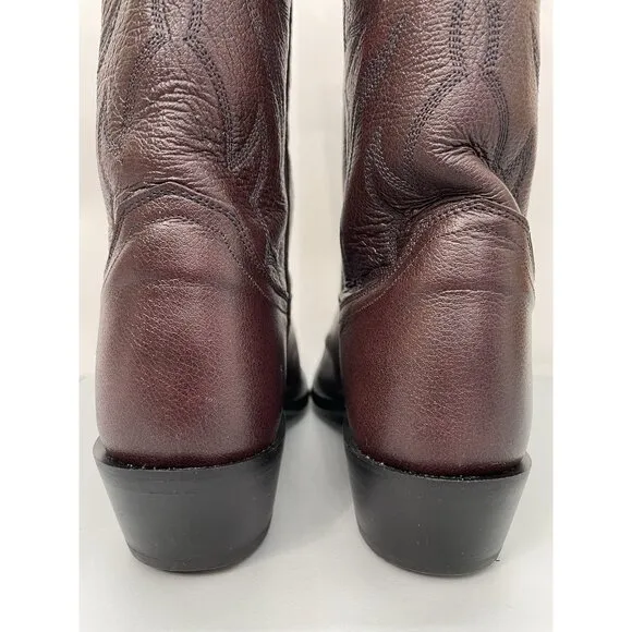 Justin Cowboy Boots 2414 Western Black Cherry Burgundy Red Leather Mens 9D