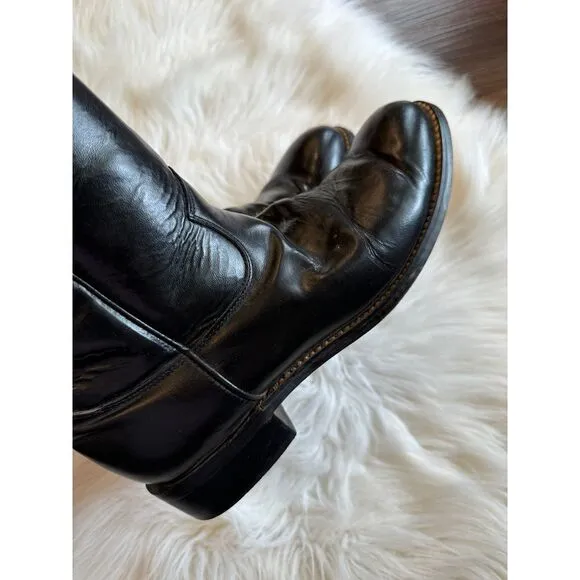 Justin cowboy boots,‎ juniors size 4.5 black smooth leather