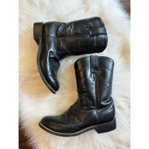 Justin cowboy boots,‎ juniors size 4.5 black smooth leather