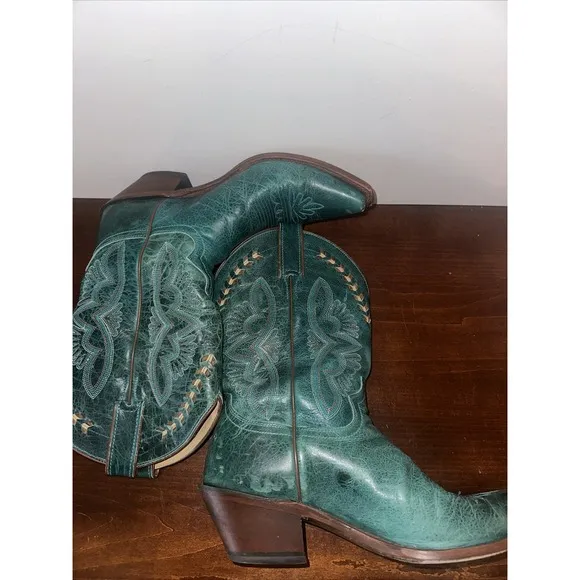Justin Damiana Turquoise Blue Green Leather Western Boots L4302 Women's 11