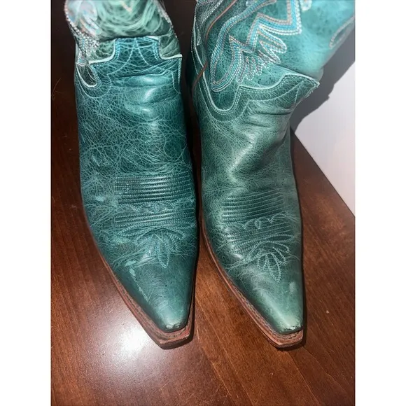 Justin Damiana Turquoise Blue Green Leather Western Boots L4302 Women's 11