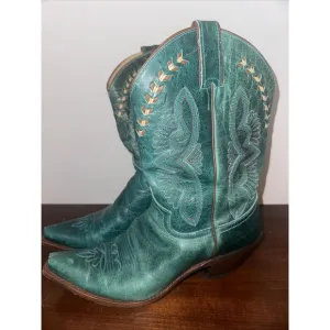 Justin Damiana Turquoise Blue Green Leather Western Boots L4302 Women's 11