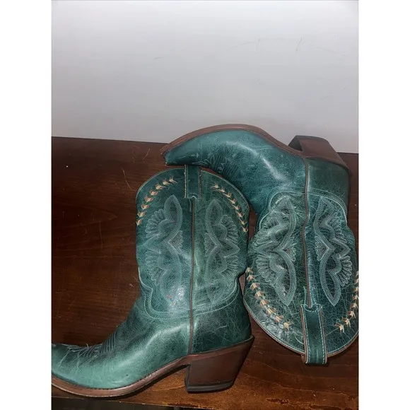 Justin Damiana Turquoise Blue Green Leather Western Boots L4302 Women's 11