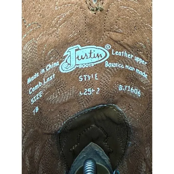 Justin Durant‎ Stampede Leather Stitch Western Cowboy Boots Shoes L2552 Womens 7
