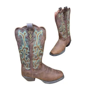 Justin Durant‎ Stampede Leather Stitch Western Cowboy Boots Shoes L2552 Womens 7