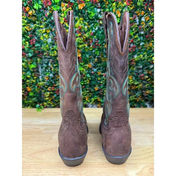 Justin Durant‎ Stampede Leather Stitch Western Cowboy Boots Shoes L2552 Womens 7