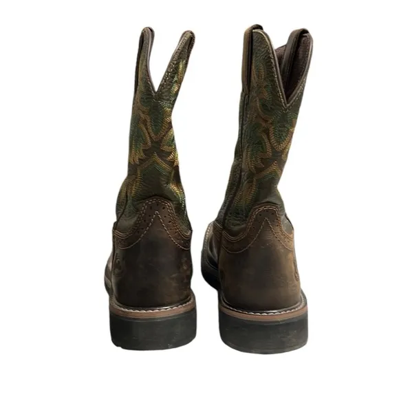Justin Leather Steel Toe Boots Size 8.5