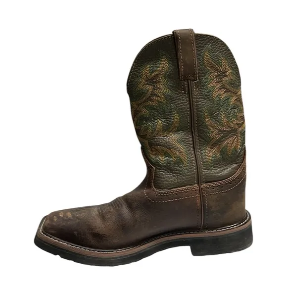Justin Leather Steel Toe Boots Size 8.5